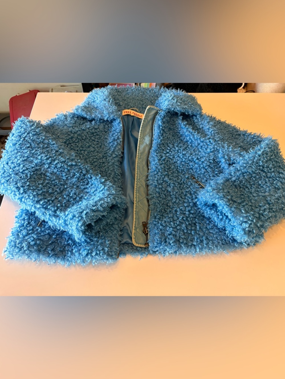 Free People cool and cozy teddy coat blue XS - Picture 4 of 11